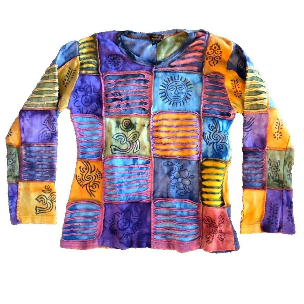 Medium Rising International Patchwork Top Distres… - image 1